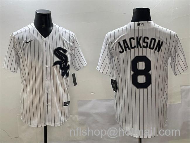 Men's Chicago White Sox #8 Bo Jackson White Cool Base Stitched Baseball Jersey