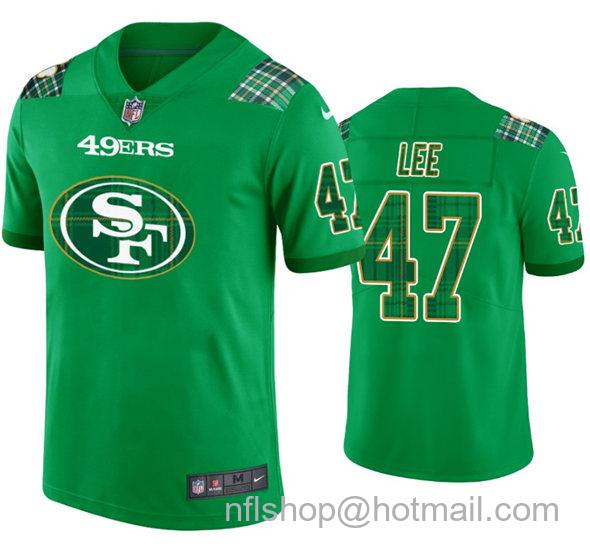 Men's San Francisco 49ers #47 Elijah Lee Kelly Green St. Patricks Day Stitched Jersey