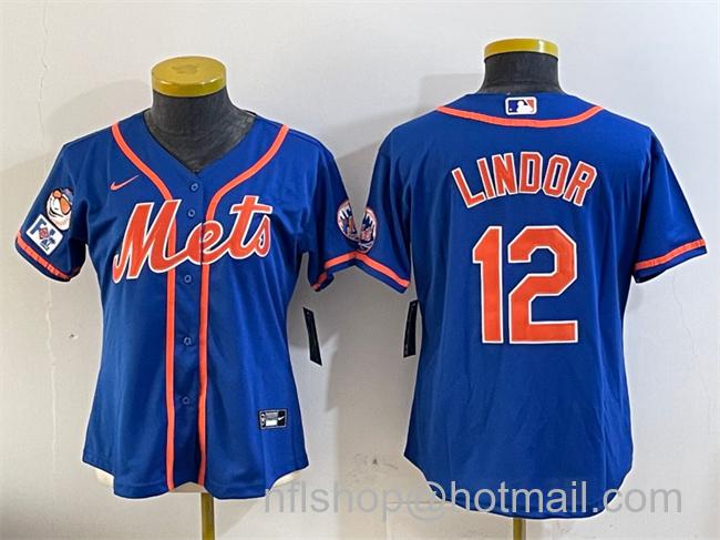 Women's New York Mets #12 Francisco Lindor Royal 2025 Spring Training Cool Base Stitched Baseball Jersey(Run Small)