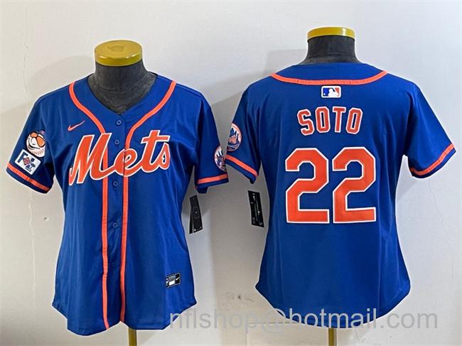 Women's New York Mets #22 Juan Soto Royal 2025 Spring Training Alternate Limited Stitched Baseball Jersey(Run Small)