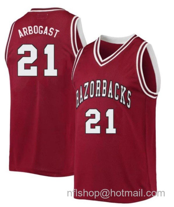 Men's Arkansas Razorbacks Cade Arbogast College Basketball Red #21 Stitched Jersey