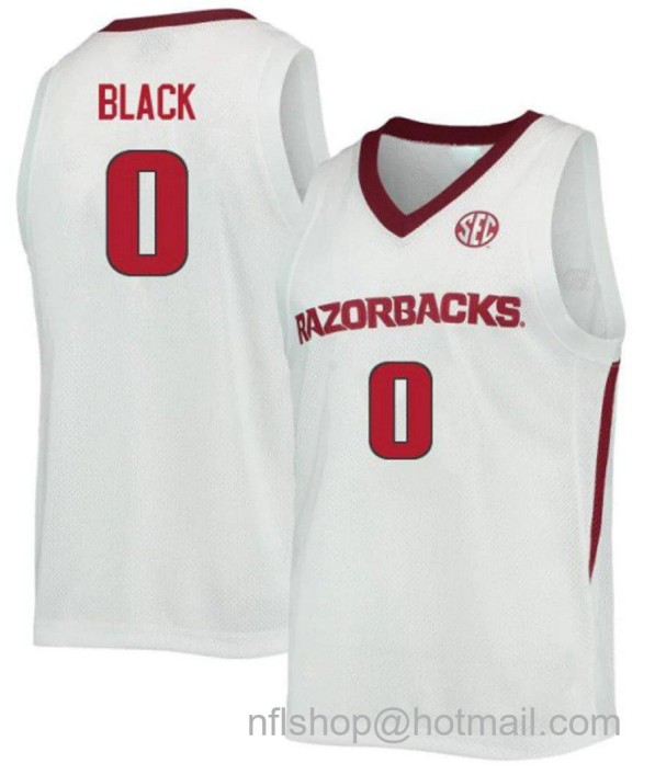 Men's Arkansas Razorbacks Anthony Black College Basketball White 1 #0 Stitched Jersey