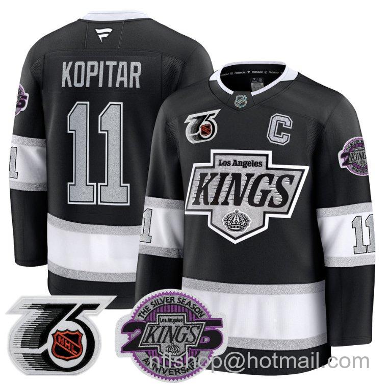 Men's Los Angeles Kings Anze Kopitar #11 91-92 75th 25th Anniversary Black Stitched Jersey