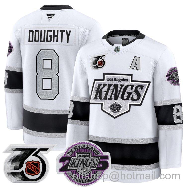 Men's Los Angeles Kings Drew Doughty #8 91-92 75th 25th Anniversary White Stitched Jersey