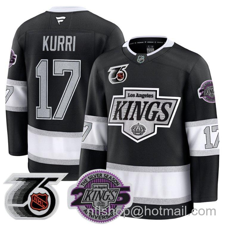 Men's Los Angeles Kings Jari Kurri #17 91-92 75th 25th Anniversary Black Stitched Jersey