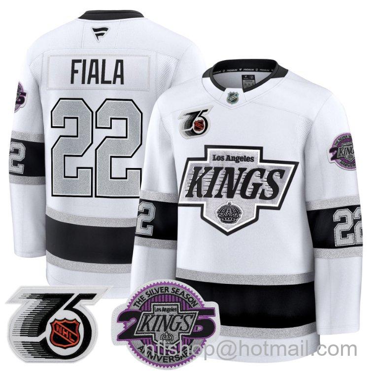 Men's Los Angeles Kings Kevin Fiala #22 91-92 75th 25th Anniversary White Stitched Jersey