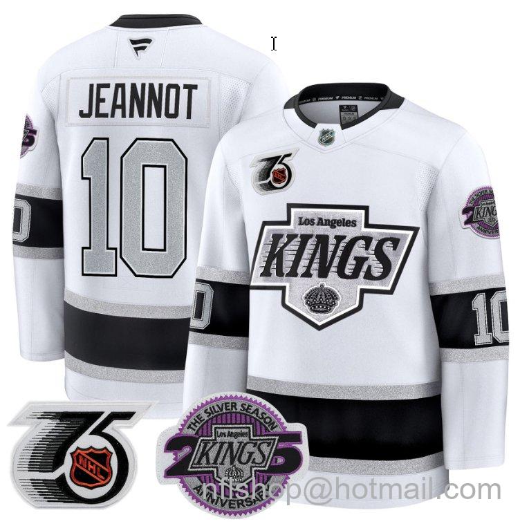 Men's Los Angeles Kings Tanner Jeannot 10 91-92 75th 25th Anniversary White Stitched Jersey