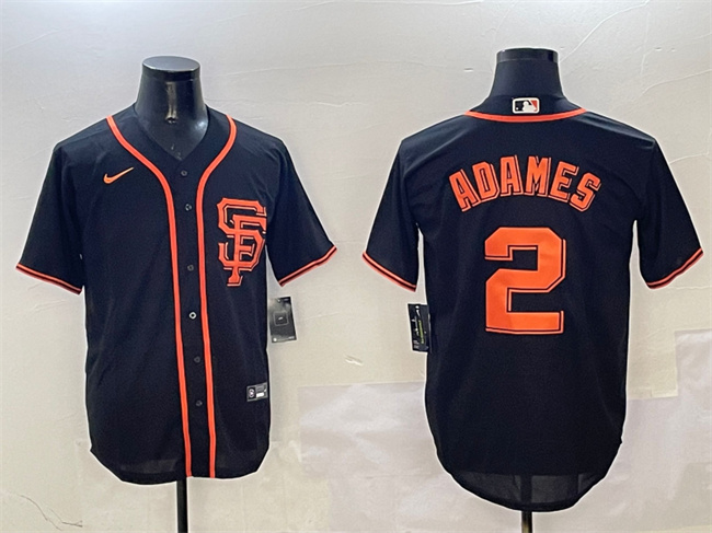 Men's San Francisco Giants #2 Willy Adames Black Cool Base Stitched Baseball Jersey