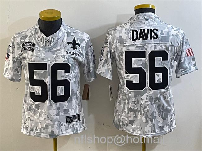 Youth New Orleans Saints #56 Demario Davis 2024 F.U.S.E Arctic Camo Salute to Service Limited Stitched Football Jersey