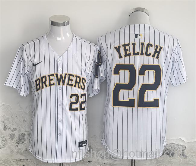 Men's Milwaukee Brewers #22 Christian Yelich White Alternate Limited Stitched Jersey