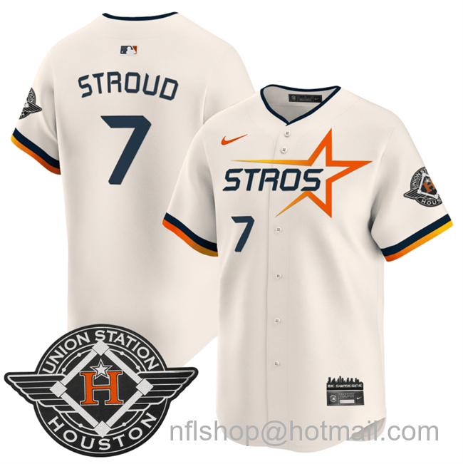 Men's Houston Astros #7 C.J. Stroud Cream 2025 City Connect Limited Stitched Baseball Jersey