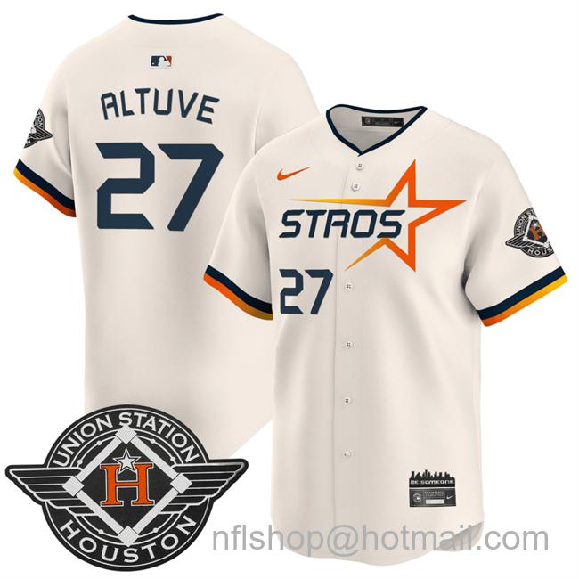 Men's Houston Astros #27 Jose Altuve Cream 2025 City Connect Limited Stitched Baseball Jersey