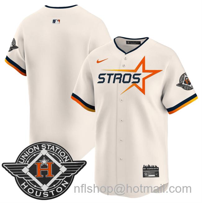 Men's Houston Astros Blank Cream 2025 City Connect Limited Stitched Baseball Jersey