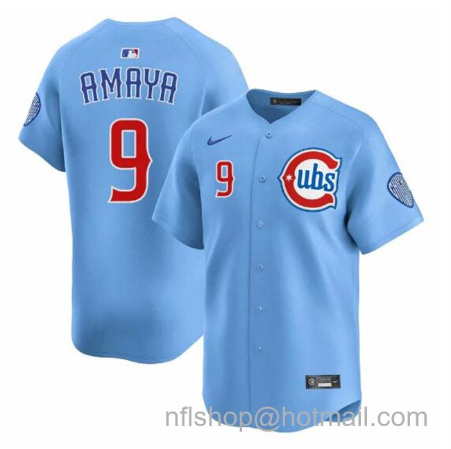 Men's Chicago Cubs #9 Miguel Amaya Blue 2024-25 2nd Alternate Limited Stitched Baseball Jersey