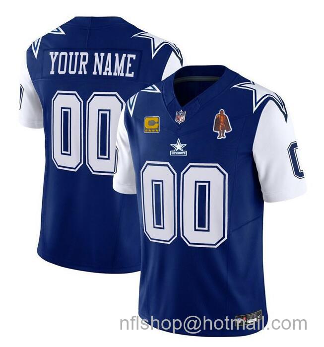 Men's Dallas Cowboys Active Player Custom Navy F.U.S.E. With Walter Payton Patch And 4-star C Patch Vapor Limited Stitched Football Jersey