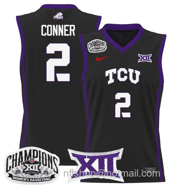 Women's Madison Conner Jersey #2 TCU Horned Frogs 2025 Champions Black