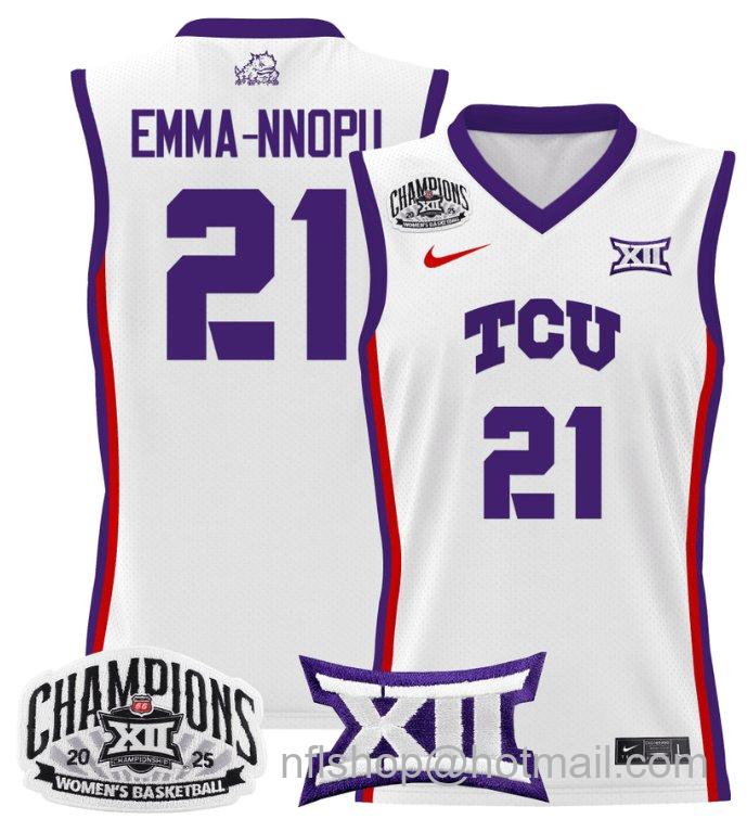 Women's Emma Nnopu Jersey #21 TCU Horned Frogs 2025 Champions White