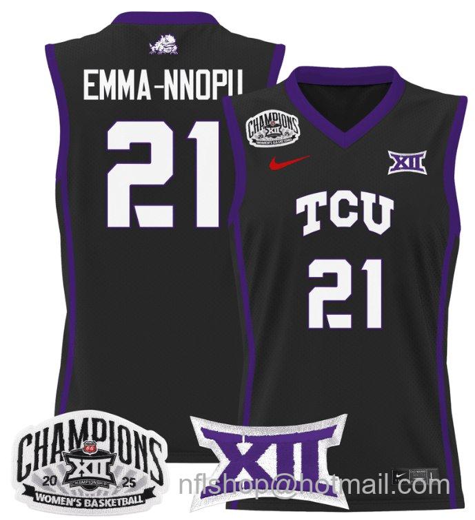 Women's Emma Nnopu Jersey #21 TCU Horned Frogs 2025 Champions Black