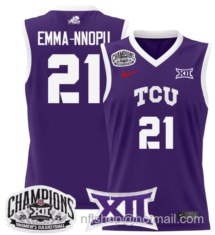 Women's Emma Nnopu Jersey #21 TCU Horned Frogs 2025 Champions Purple