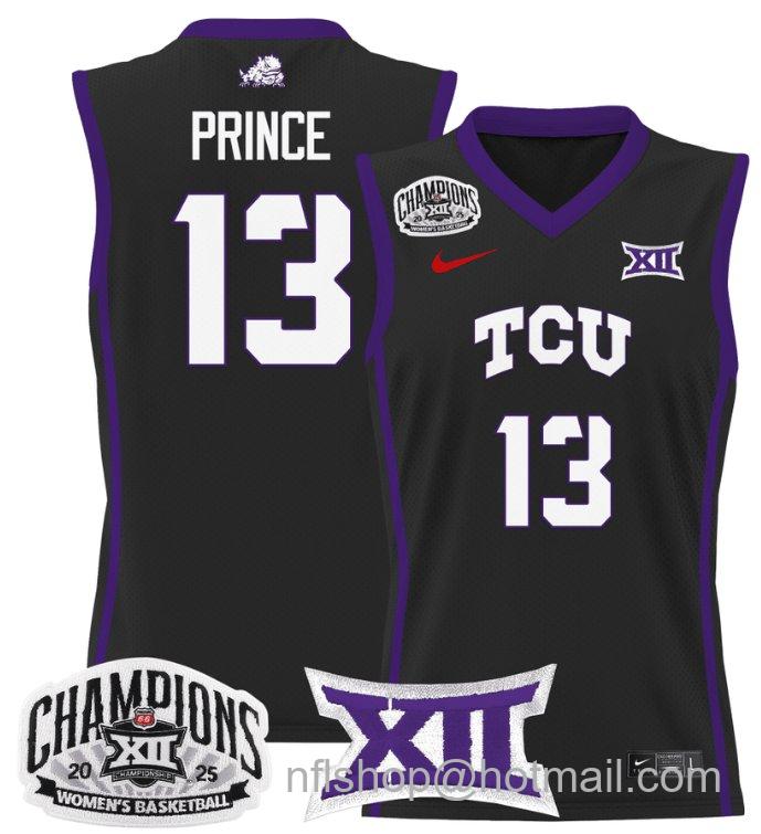 Women's Sedona Prince Jersey #13 TCU Horned Frogs 2025 Champions Black