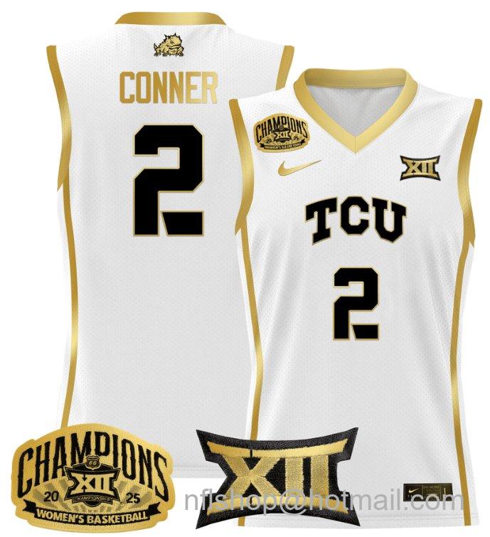 Women's Madison Conner Jersey #2 TCU Horned Frogs 2025 Champions White Gold