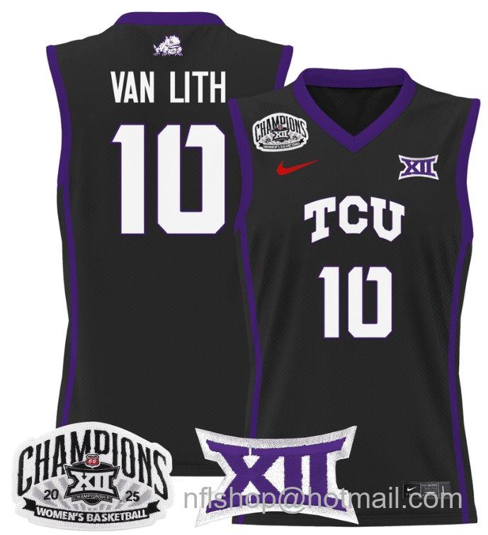 Women's Hailey Van Lith Jersey #10 TCU Horned Frogs 2025 Champions Black