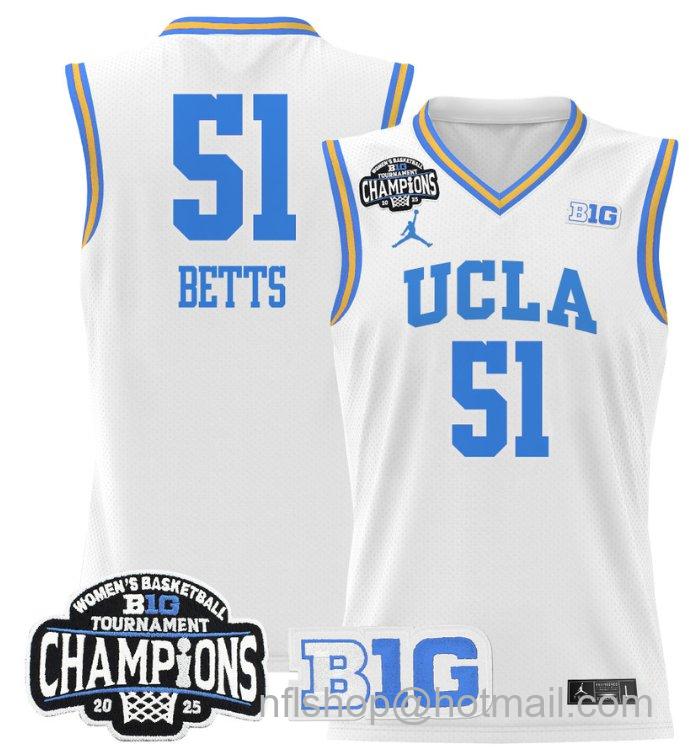 Women's Lauren Betts Jersey #51 UCLA Bruins 2025 Champions Basketball White