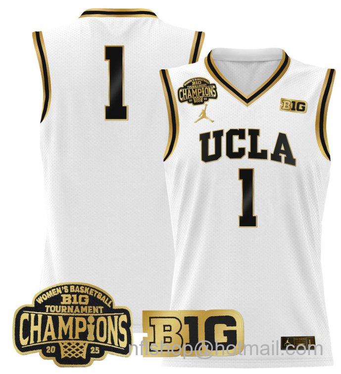 Women's Team Jersey UCLA Bruins 2025 Champions Basketball Stitched White Gold