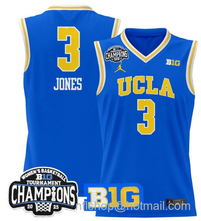 Women's Londynn Jones Jersey #3 UCLA Bruins 2025 Champions Basketball Royal