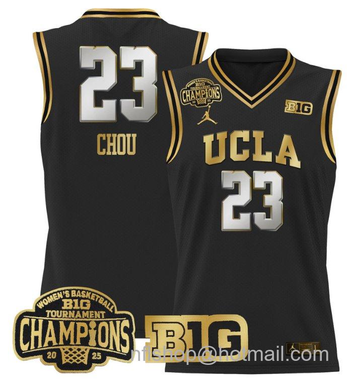 Women's Natalie Chou Jersey #23 UCLA Bruins 2025 Champions Basketball Black Gold