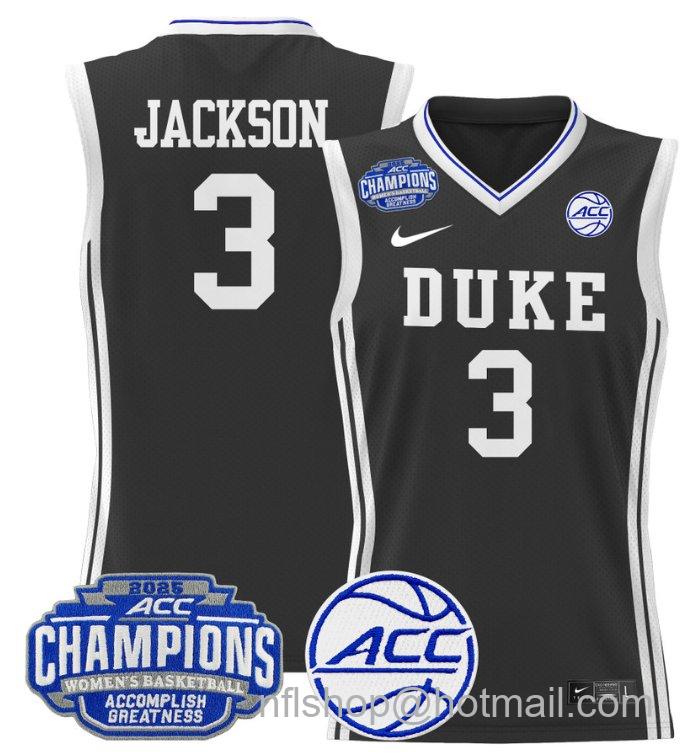 Women's Ashlon Jackson Jersey #3 Duke Blue Devils 2025 ACC Champions Black