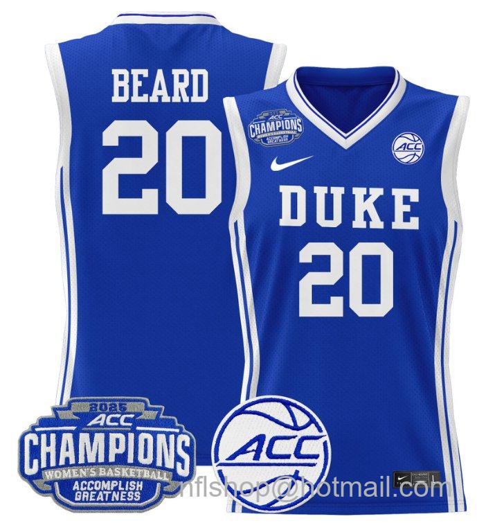 Women's Alana Beard Jersey #20 Duke Blue Devils 2025 ACC Champions Royal