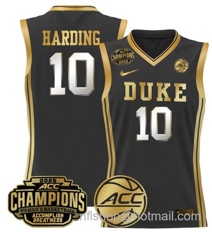 Women's Lindsey Harding Jersey #10 Duke Blue Devils 2025 Champions Black Gold