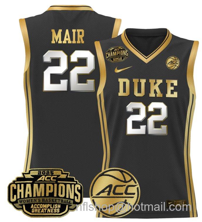 Women's Taina Mair Jersey #22 Duke Blue Devils 2025 ACC Champions Black Gold