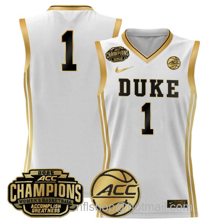 Women's Team Jersey Duke Blue Devils 2025 ACC Champions Lightweight White Gold