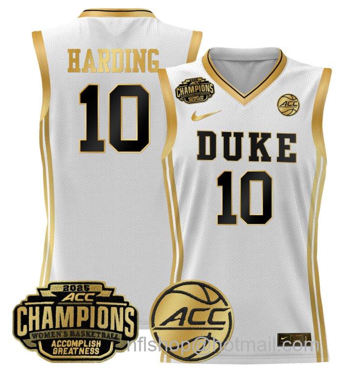 Women's Lindsey Harding Jersey #10 Duke Blue Devils 2025 Champions White Gold