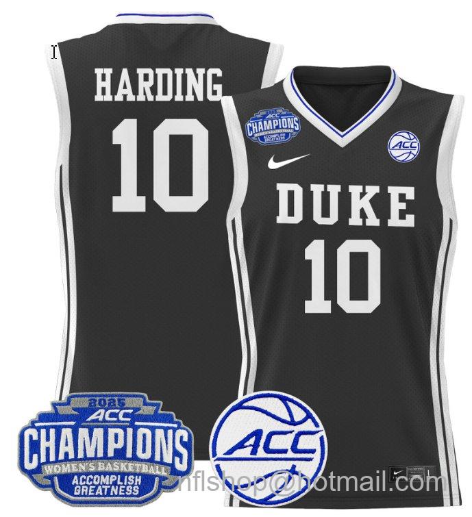 Women's Lindsey Harding Jersey #10 Duke Blue Devils 2025 ACC Champions Black