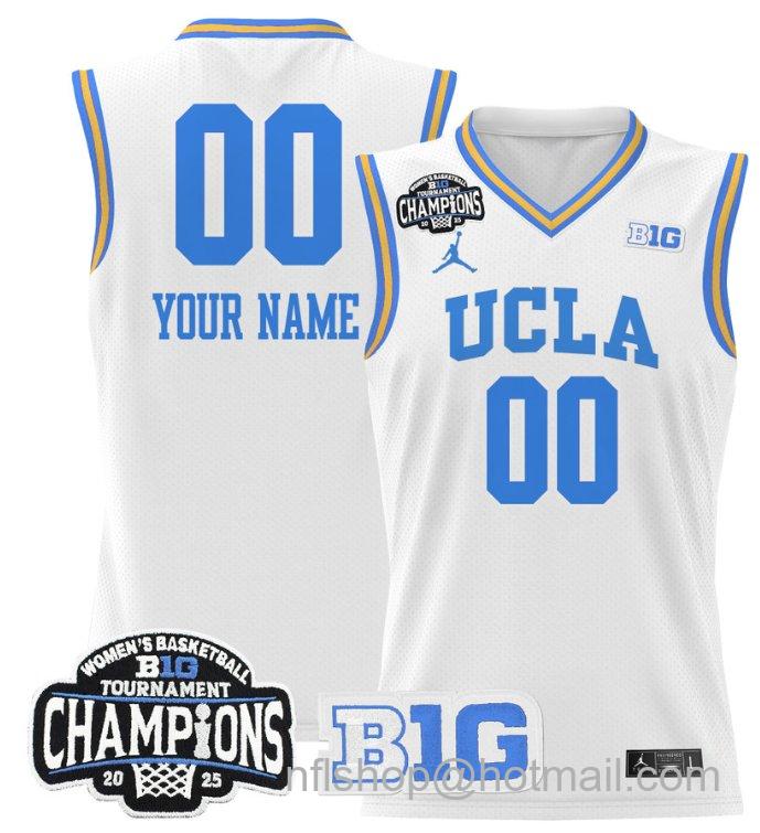 Women's Custom UCLA Bruins Jersey 2025 Big Ten Champions Basketball White