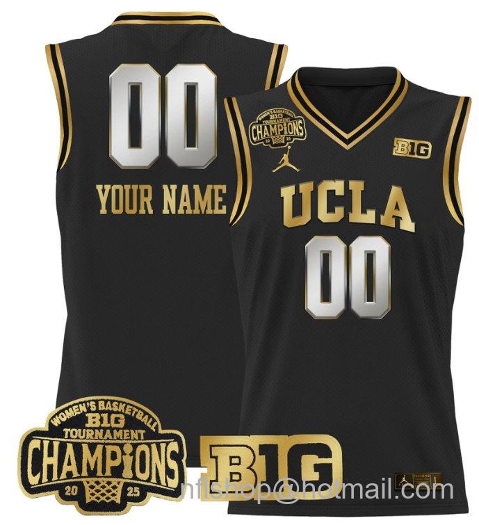 Women's Custom UCLA Bruins Jersey 2025 Big Ten Champions Basketball Black Gold