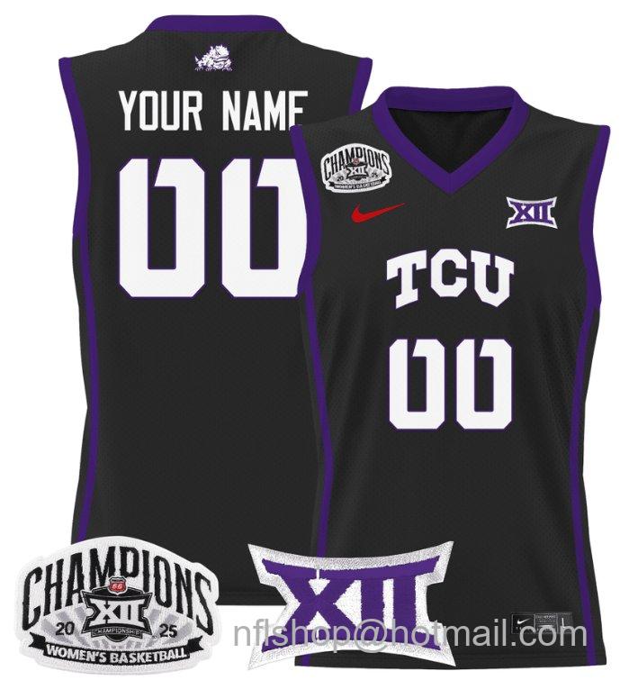 Women's Custom TCU Horned Frogs Jersey 2025 Champions Lightweight Black