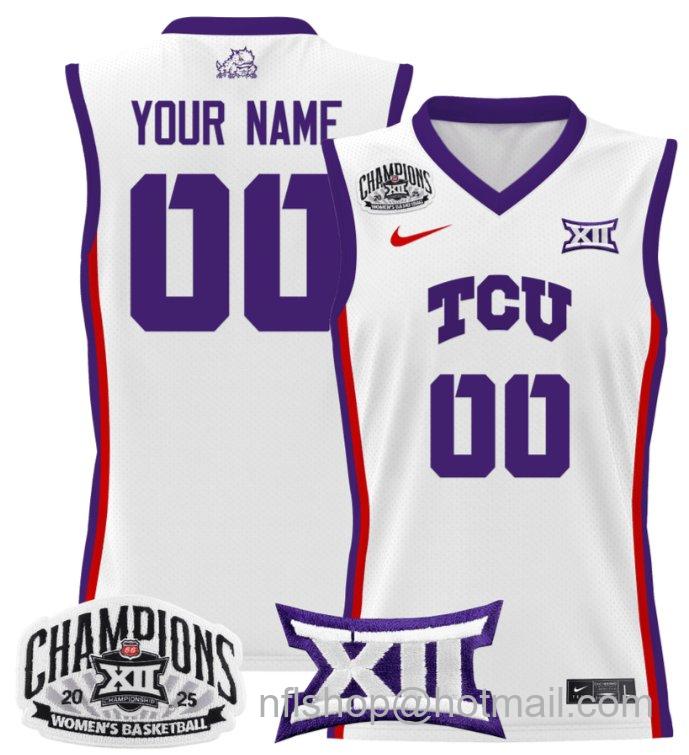 Women's Custom TCU Horned Frogs Jersey 2025 Champions Lightweight White