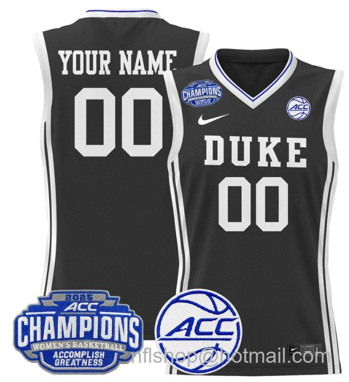 Women's Custom Duke Blue Devils Jersey 2025 ACC Champions Lightweight Black