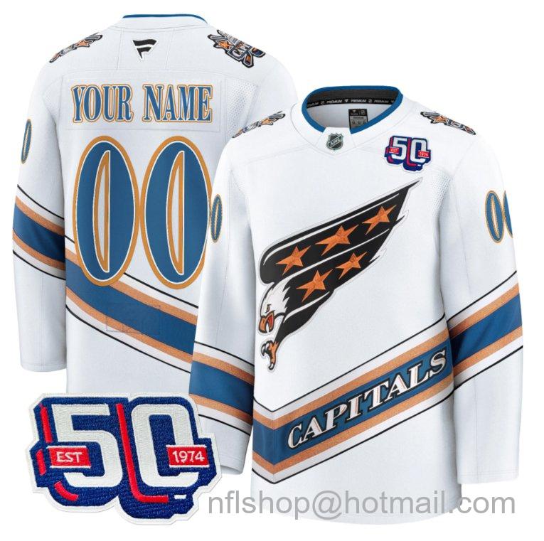 Men's Custom Washington Capitals Eagle Alternate 50th Anniversary White Stitched Hockey Jersey