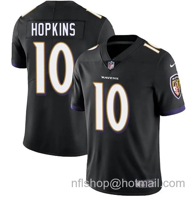 Men's Baltimore Ravens #10 DeAndre Hopkins Black Vapor Limited Stitched Football Jersey