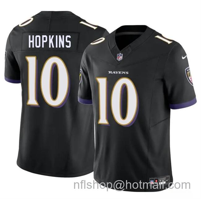 Men's Baltimore Ravens #10 DeAndre Hopkins Black 2025 F.U.S.E Vapor Limited Stitched Football Jersey