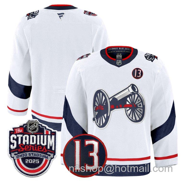 Youth Columbus Blue Jackets Blank 2025 Stadium Series #13 Johnny Patch White Stitched Hockey Jersey