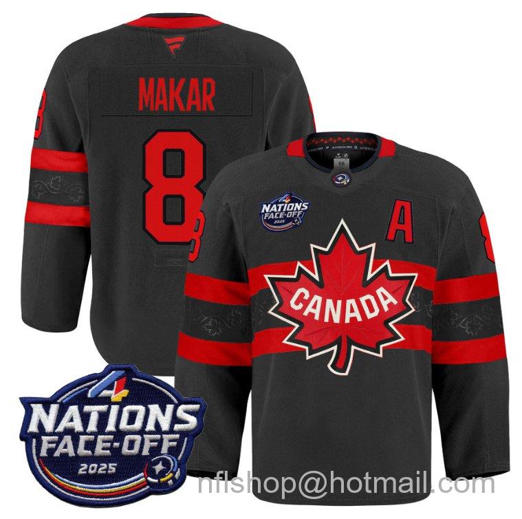 Youth Team Canada Cale Makar #8 4 Nations Face-Off 2025 Pro Black Stitched Hockey Jersey