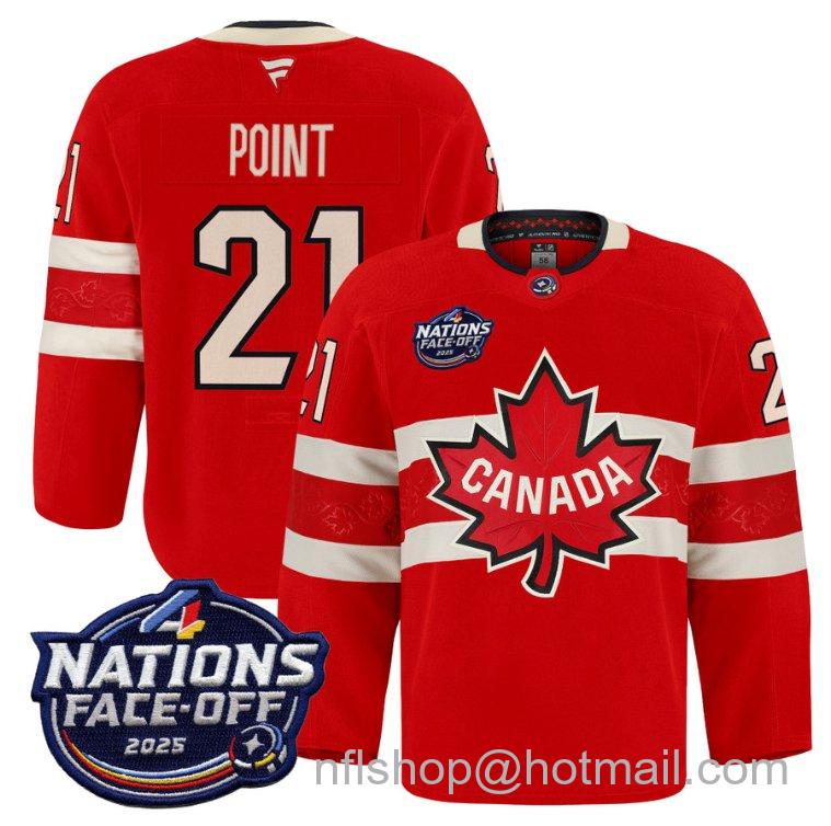 Youth Team Canada Brayden Point #21 4 Nations Face-Off 2025 Pro Red Stitched Hockey Jersey