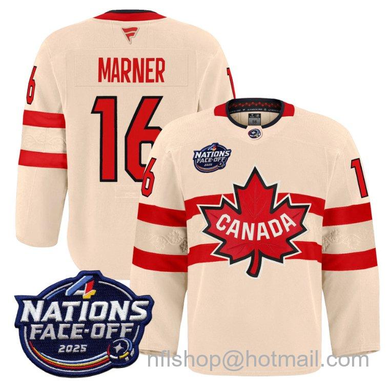 Youth Team Canada Mitch Marner #16 4 Nations Face-Off 2025 Pro Cream Stitched Hockey Jersey