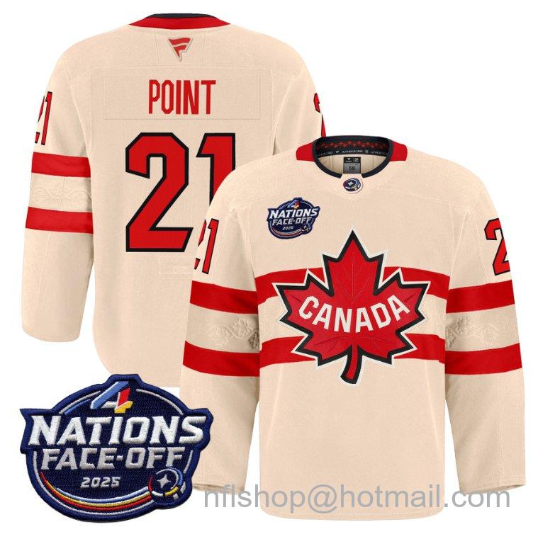 Youth Team Canada Brayden Point #21 4 Nations Face-Off 2025 Pro Cream Stitched Hockey Jersey